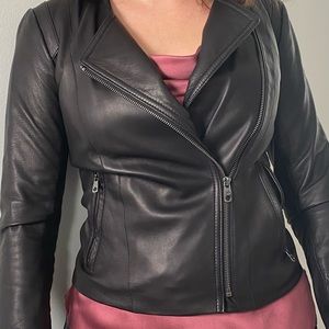 Cole Haan XS Genuine Black Leather Zip Jacket